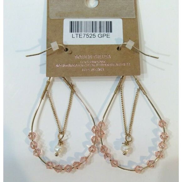 Mia Gold Faux Pearl & Bead Teardrop Dangle Hook Earrings Handmade Kim Min Sun - Picture 8 of 8